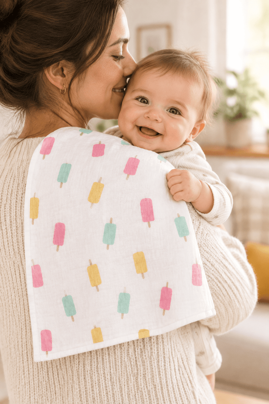 Monica + Andy Organic Muslin Burp Cloth - Ice Lolly - liquidation.store