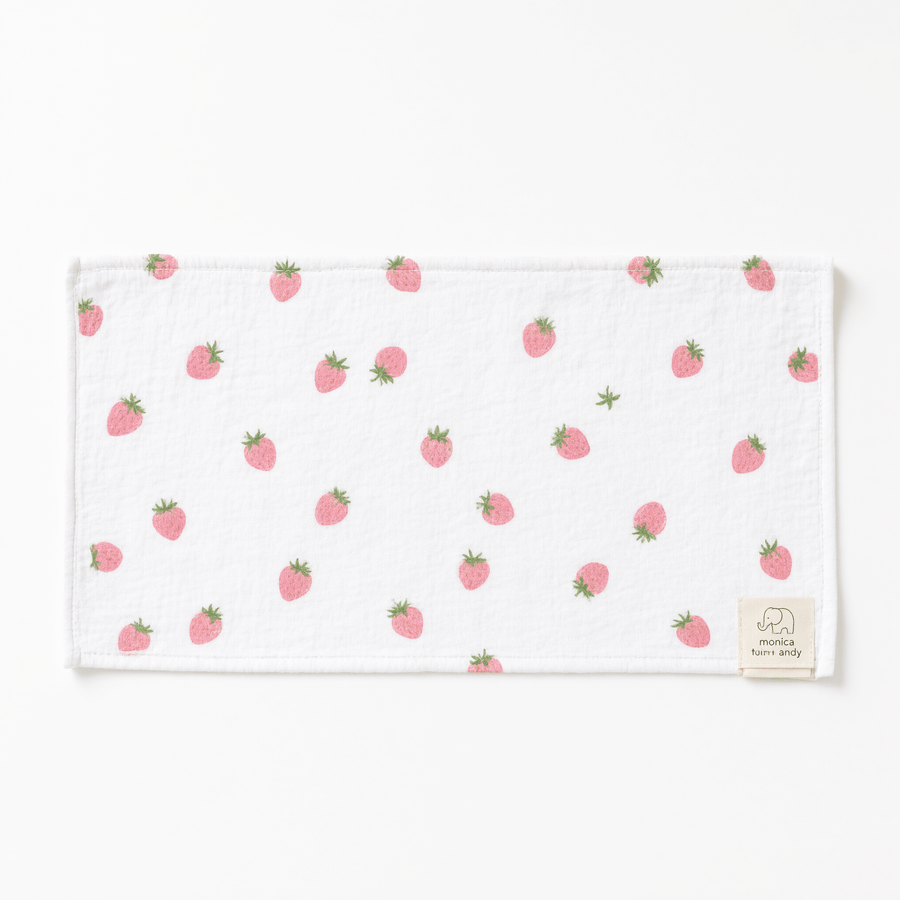 Monica + Andy Organic Muslin Burp Cloth - Strawberry - liquidation.store