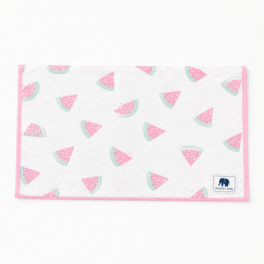 Monica + Andy Organic Muslin Burp Cloth - Watermelon - liquidation.store