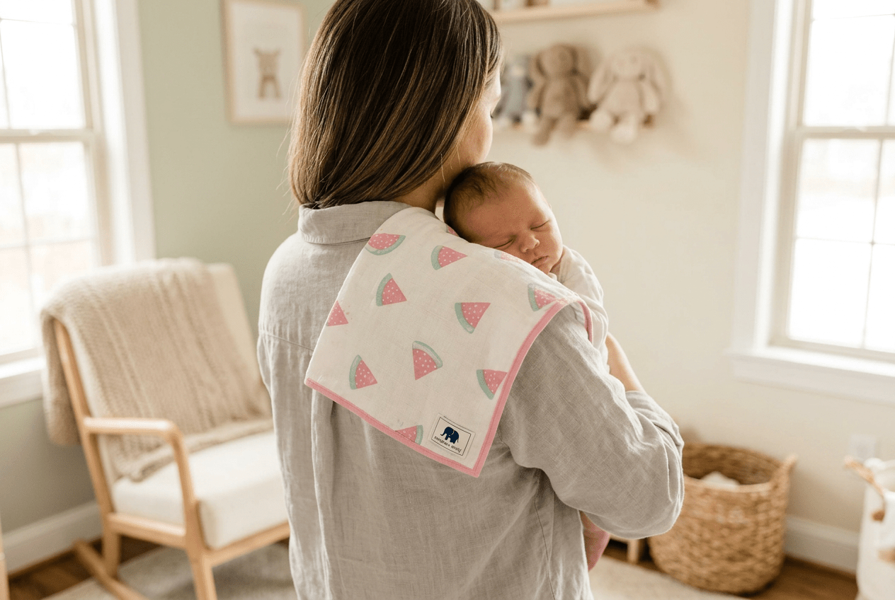 Monica + Andy Organic Muslin Burp Cloth - Watermelon - liquidation.store