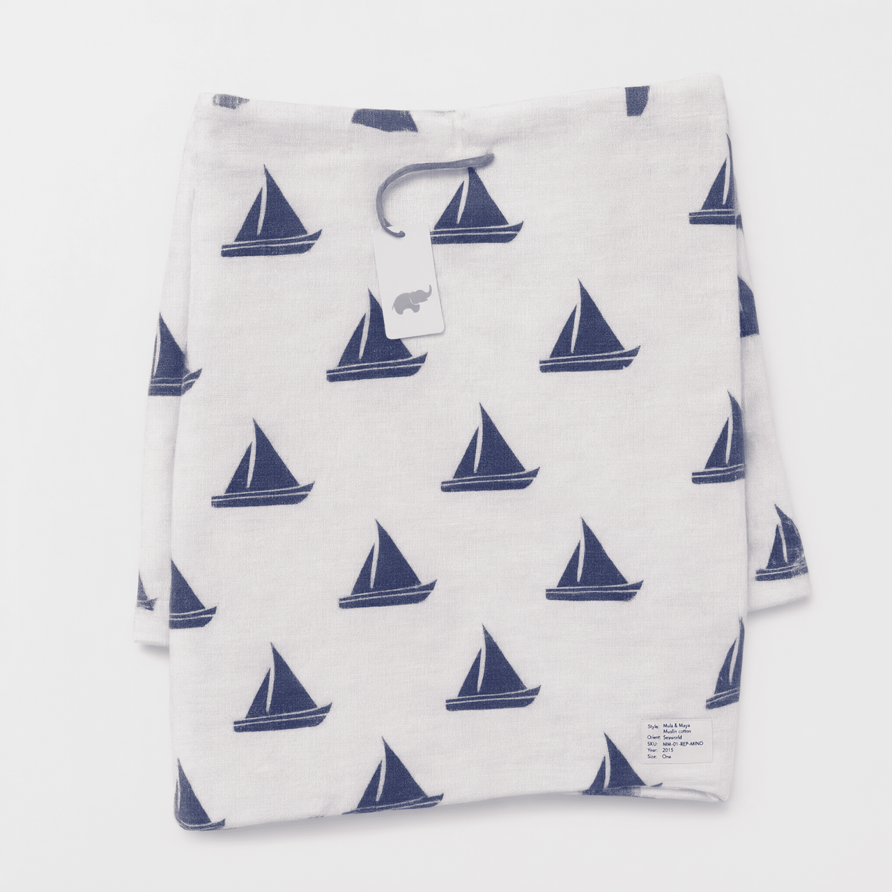 Monica + Andy Single Layer Muslin Swaddle Blanket - Blue Ships - liquidation.store