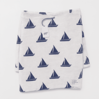 Monica + Andy Single Layer Muslin Swaddle Blanket - Blue Ships - liquidation.store