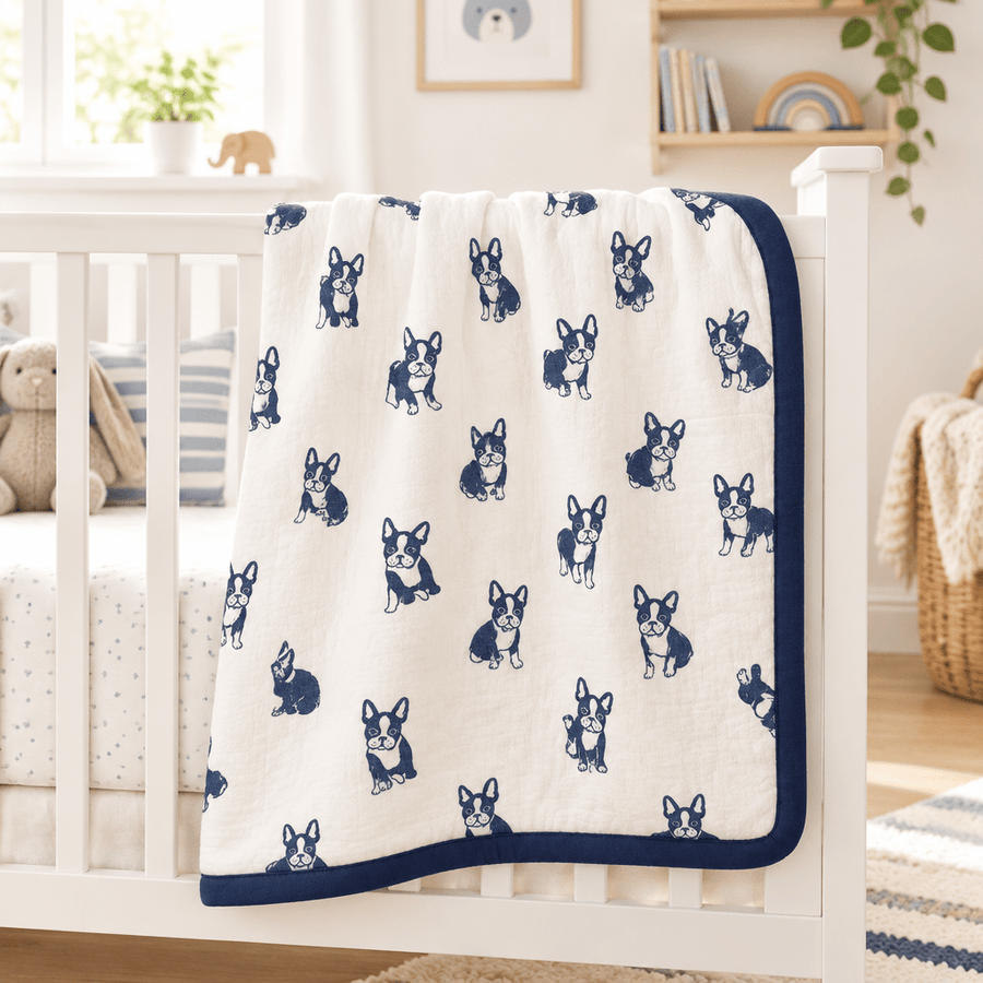Monica + Andy Single Layer Muslin Swaddle Blanket - Bull Dog - liquidation.store