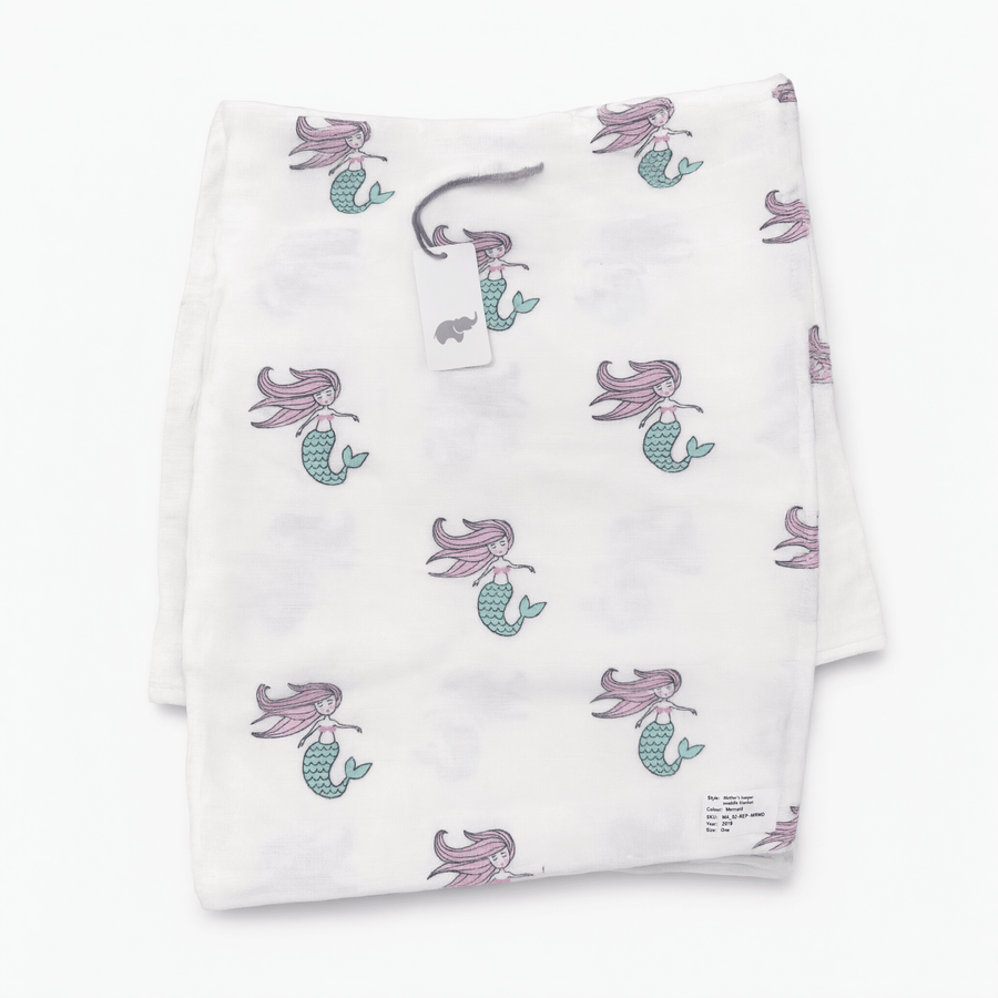 Monica + Andy Single Layer Muslin Swaddle Blanket - Mermaid - liquidation.store