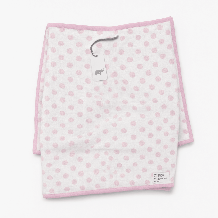 Monica + Andy Single Layer Muslin Swaddle Blanket - Pink Dots - liquidation.store