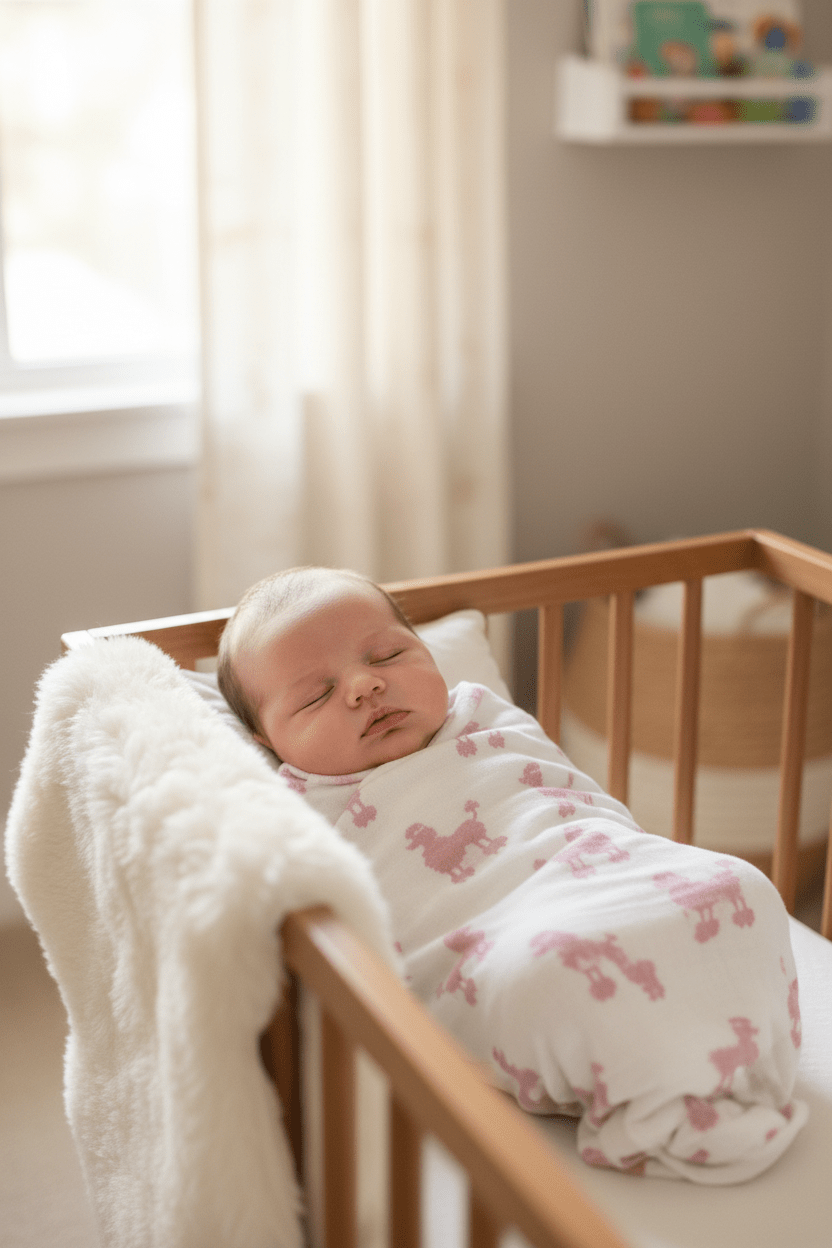 Monica + Andy Single Layer Muslin Swaddle Blanket - Pink Poodle - liquidation.store
