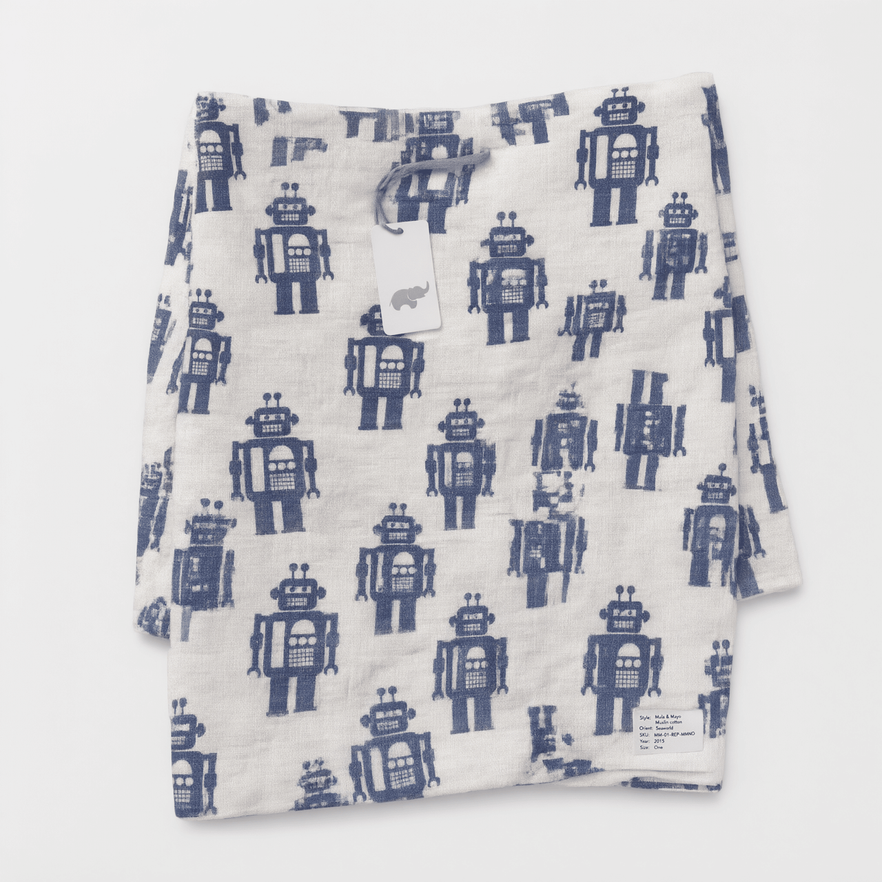 Monica + Andy Single Layer Muslin Swaddle Blanket - Robot - liquidation.store