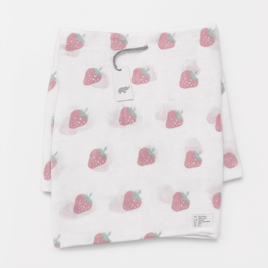 Monica + Andy Single Layer Muslin Swaddle Blanket - Strawberry - liquidation.store