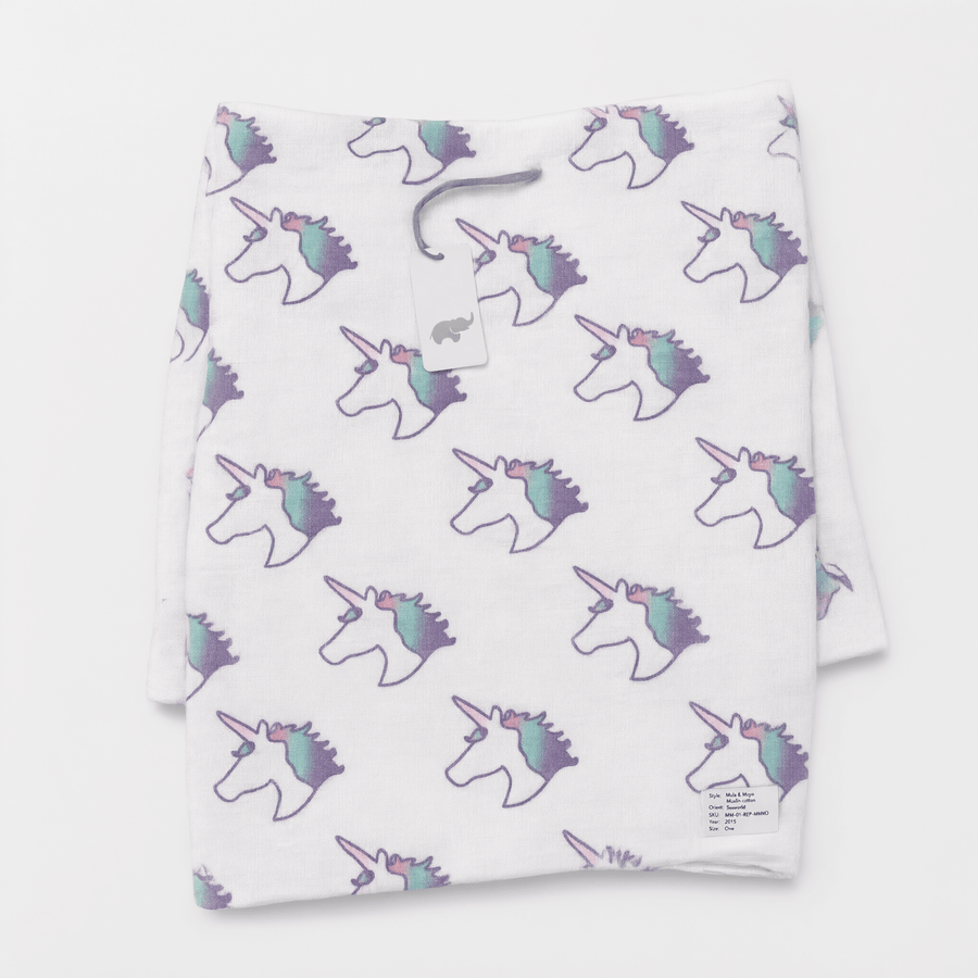 Monica + Andy Single Layer Muslin Swaddle Blanket - Unicorn - liquidation.store