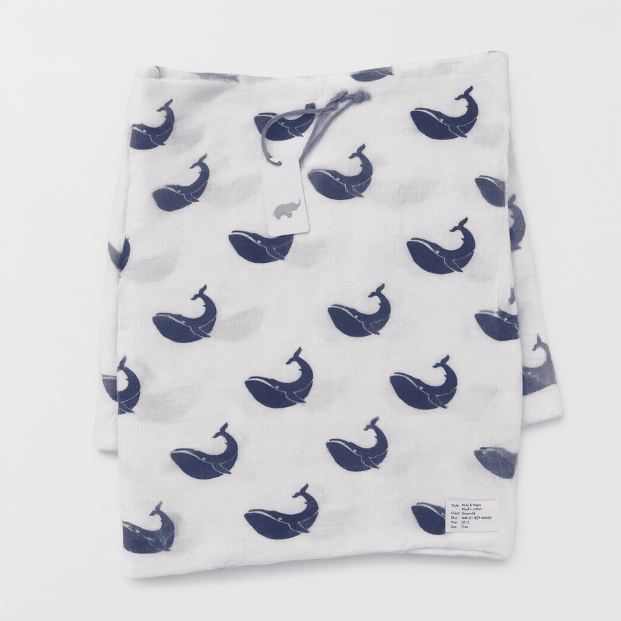 Monica + Andy Single Layer Muslin Swaddle Blanket - Whale - liquidation.store