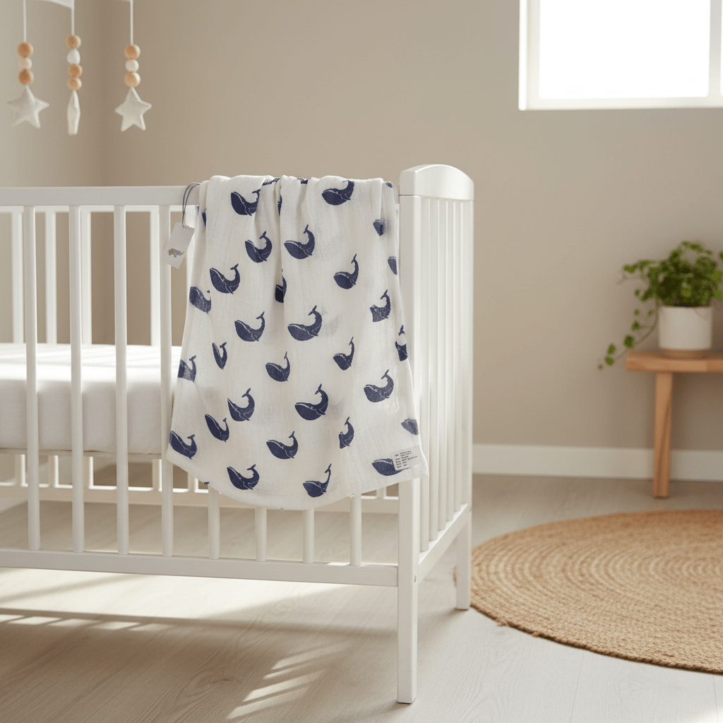 Monica + Andy Single Layer Muslin Swaddle Blanket - Whale - liquidation.store