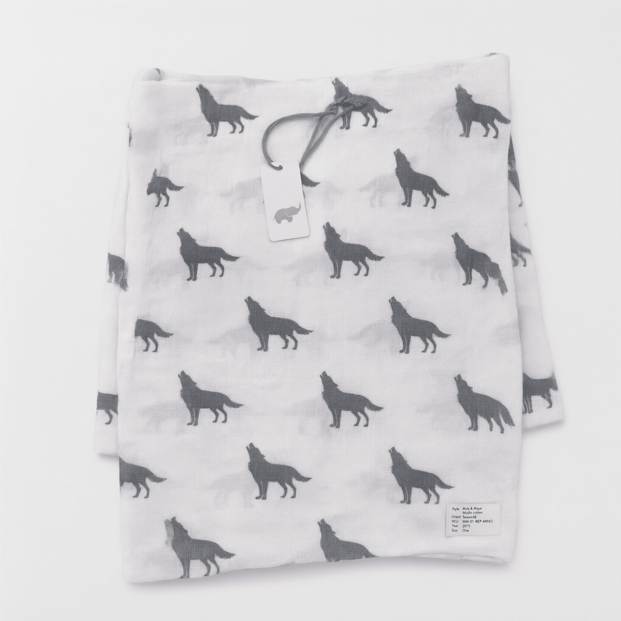 Monica + Andy Single Layer Muslin Swaddle Blanket - Wolf - liquidation.store