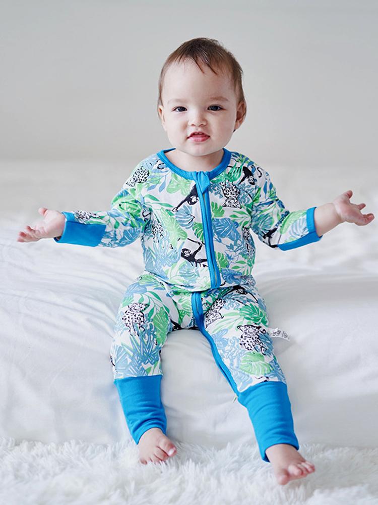 Monkey Blue Baby Zip Sleepsuit with Hand & Feet Cuffs (Various Sizes) - liquidation.store