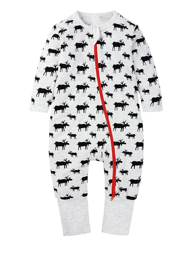 Moose Zip Baby Sleepsuit with Hand & Feet Cuffs (Various Sizes) - liquidation.store