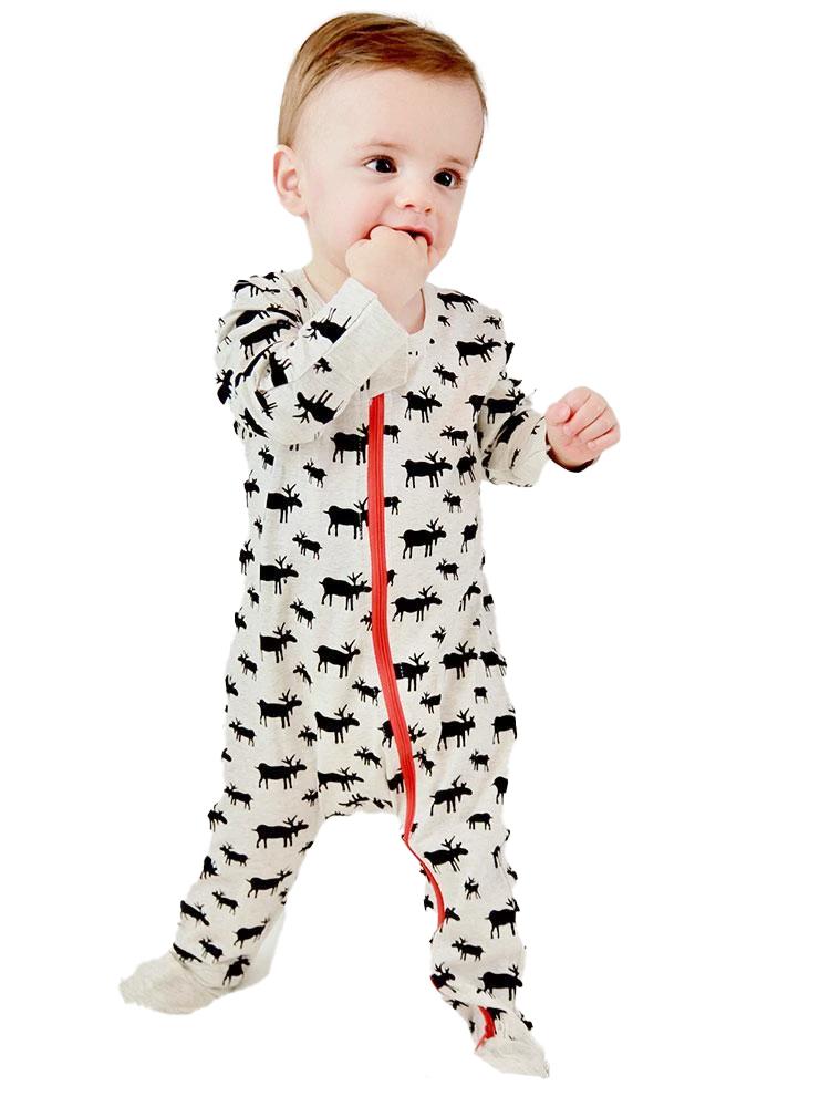 Moose Zip Baby Sleepsuit with Hand & Feet Cuffs (Various Sizes) - liquidation.store