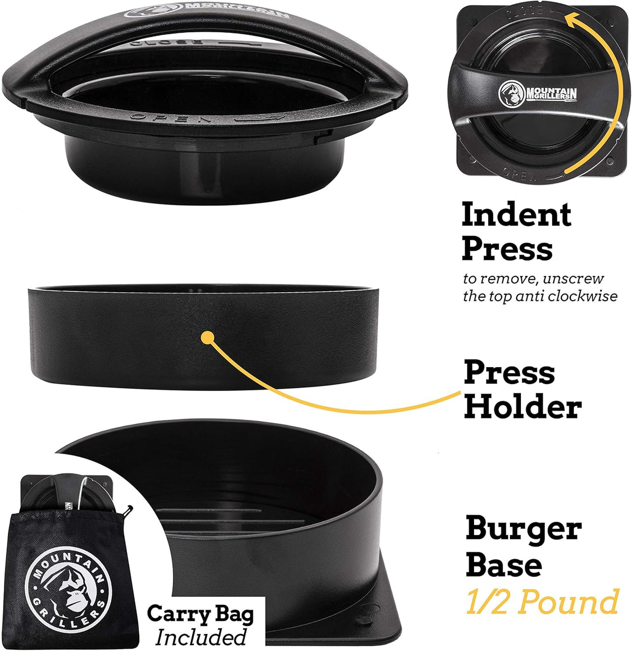 Mountain Grillers Non - Stick Burger Press With Patty Papers - liquidation.store