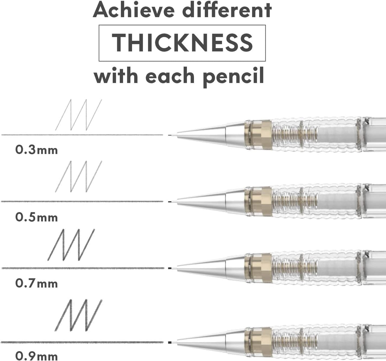 MozArt Essential Mechanical Pencil Set - 4 Sizes with Refills - liquidation.store
