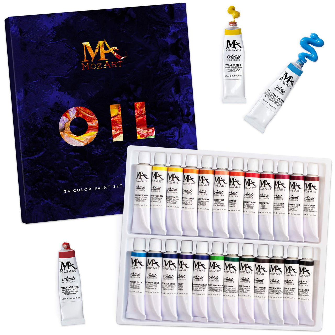 MozArt Oil Paint Set - 24 colours x 12ml - liquidation.store