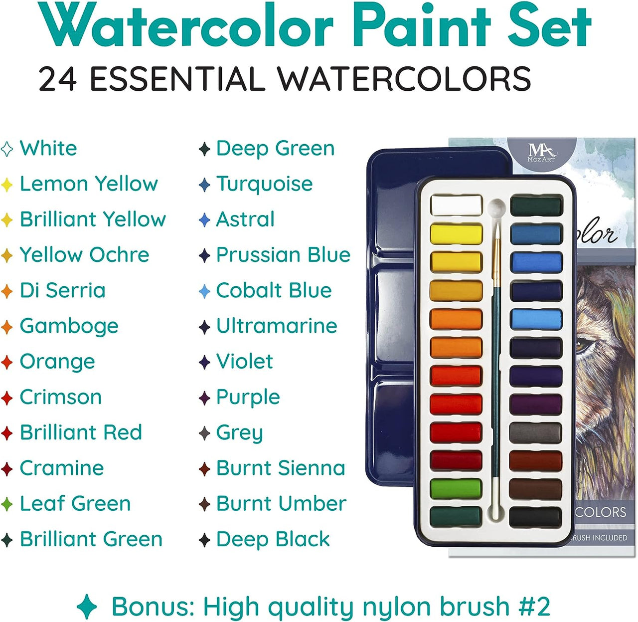 Mozart Watercolour Paint Essential Set – 24 Colours - liquidation.store