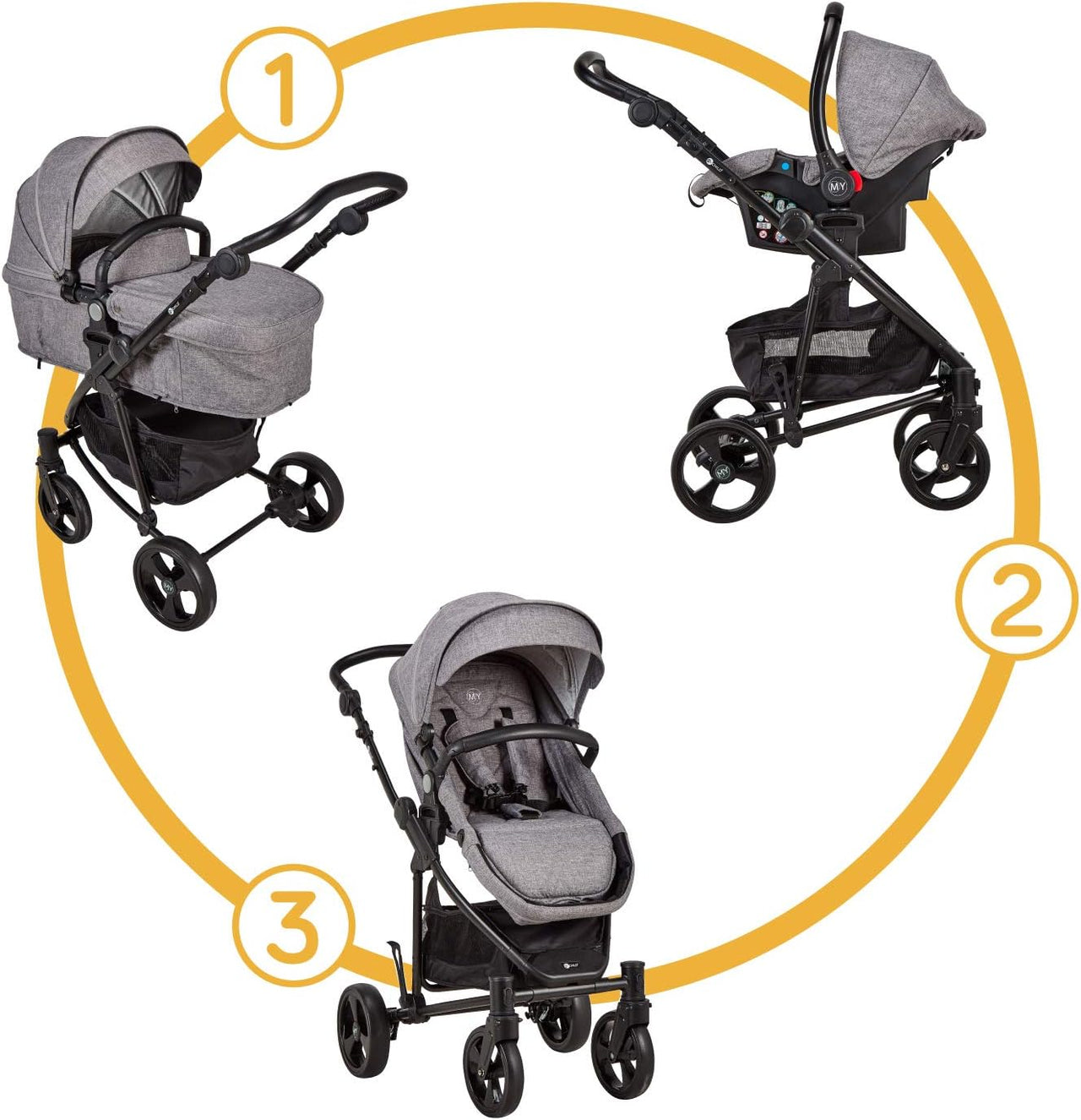 My Child Vamos Convertible Stroller Travel System - Grey - liquidation.store