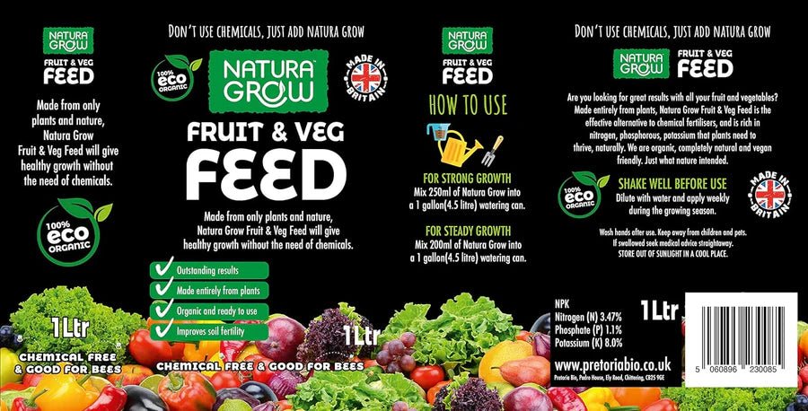 NATURA GROW Fruit & Veg Feed - 1LTR X3 - liquidation.store