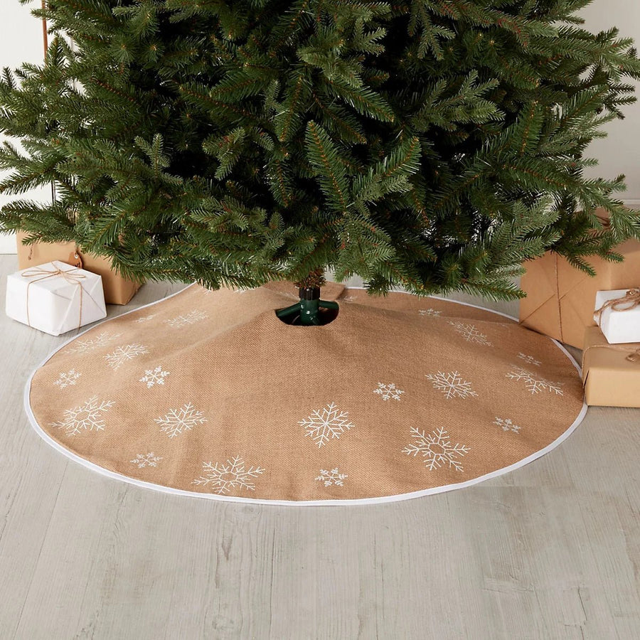 Natural Hessian Nordic Snowflake Tree skirt 99cm (Dia) - liquidation.store
