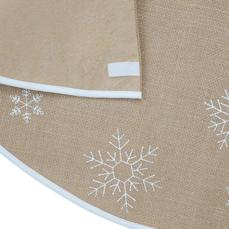 Natural Hessian Nordic Snowflake Tree skirt 99cm (Dia) - liquidation.store