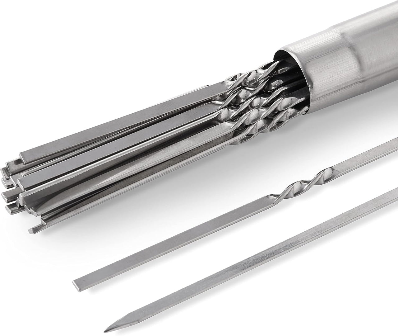 Oak & Steel - 20 x 35cm Stainless Steel Reusable Barbecue Metal Skewers with Premium Storage Case - liquidation.store