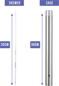 Oak & Steel - 20 x 35cm Stainless Steel Reusable Barbecue Metal Skewers with Premium Storage Case - liquidation.store