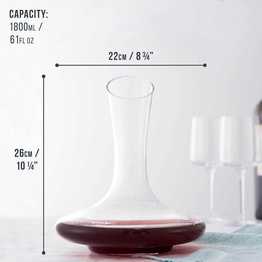 Oak & Steel - Large Red Wine Decanter Crystal Slanted Aerator 1800ml - liquidation.store
