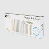 Oak & Steel - Multi - Colour 30 piece Stainless Steel Reusable Drinking Straws Gift Set - liquidation.store