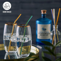 Oak & Steel - Multi - Colour 30 piece Stainless Steel Reusable Drinking Straws Gift Set - liquidation.store