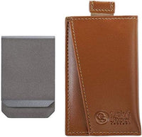 Oak & Steel - Tan Leather Card Holder & Money Clip - liquidation.store