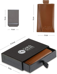Oak & Steel - Tan Leather Card Holder & Money Clip - liquidation.store