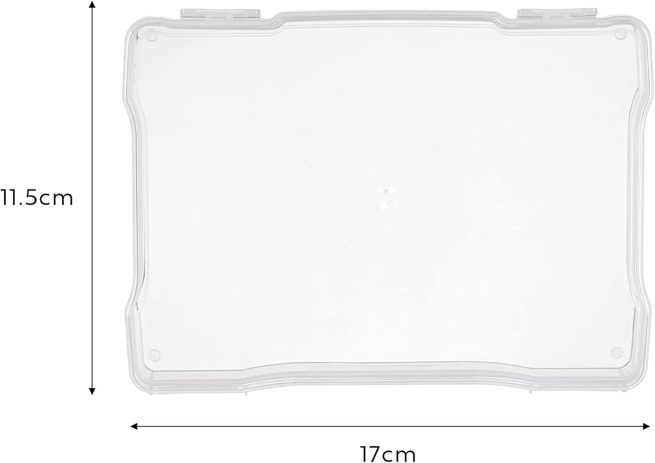 Office Mania - 6"x4" Photo & Crafts Organiser: Storage box, 16 Cases & Labels - Clear - liquidation.store