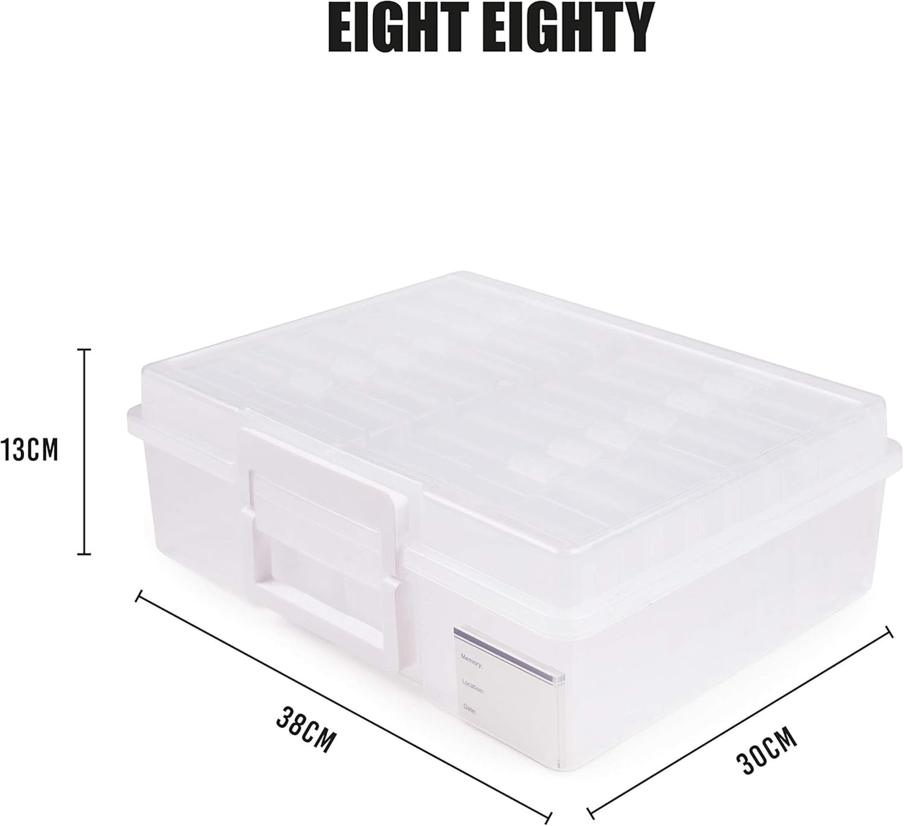 Office Mania - 6"x4" Photo & Crafts Organiser: Storage box, 16 Cases & Labels - Clear - liquidation.store