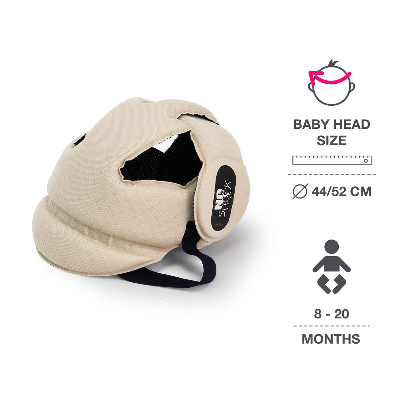 Ok Baby No Shock Protective Soft Baby Helmet, Beige 8 - 20 months - liquidation.store