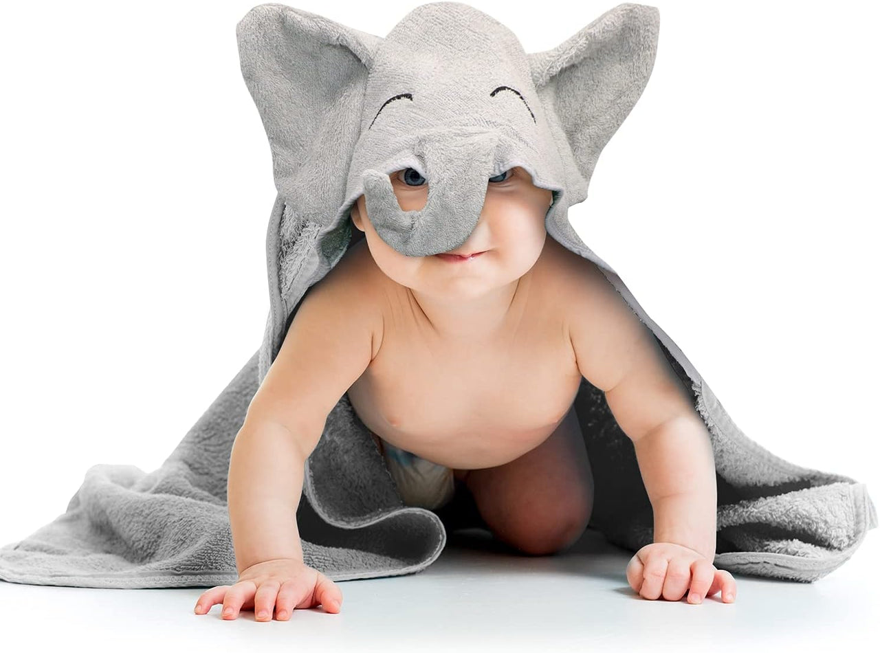 Organic Bamboo Hooded Baby Towel Elephant by Liname - liquidation.store