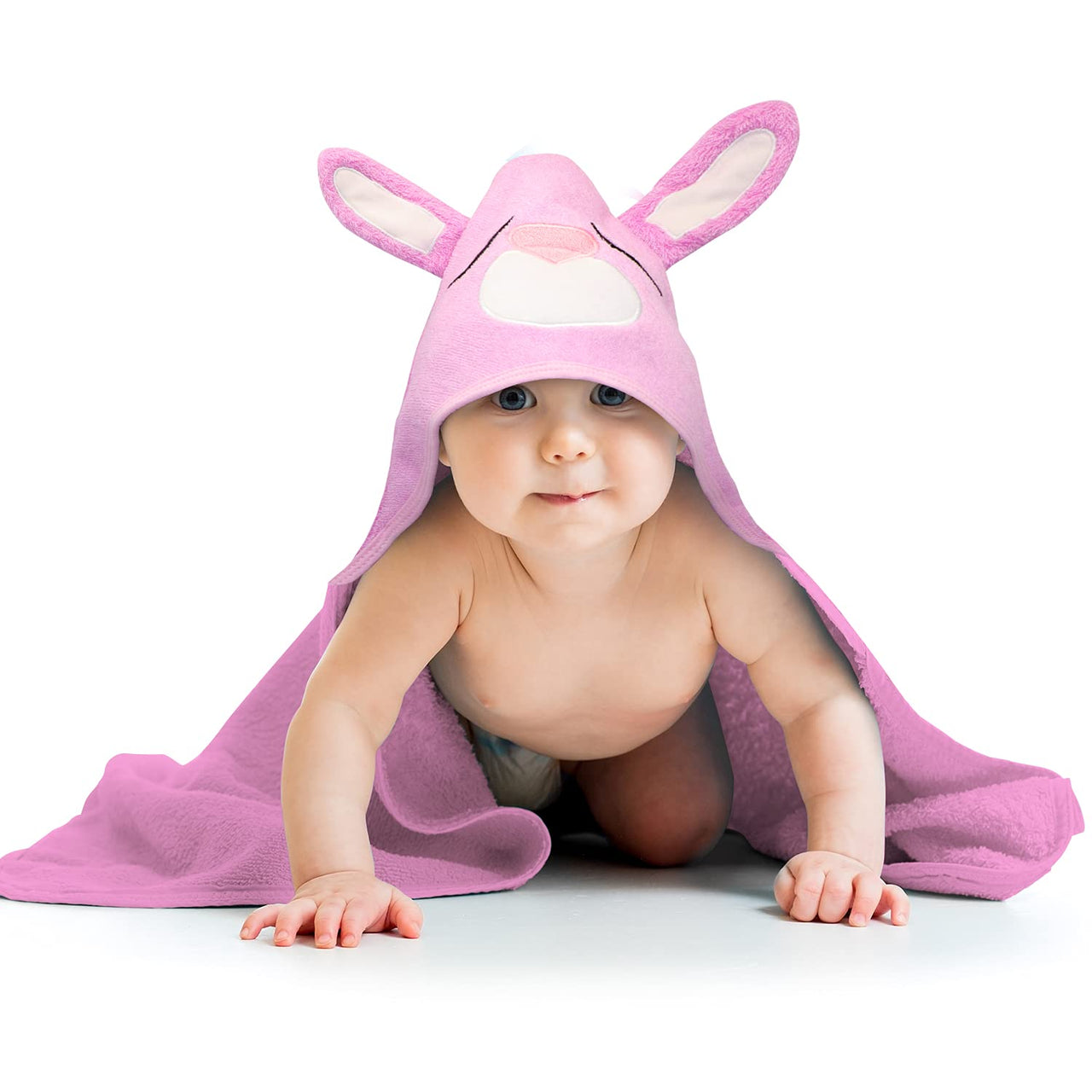 Organic Bamboo Hooded Baby Towel Rabbit Pink by Liname - liquidation.store