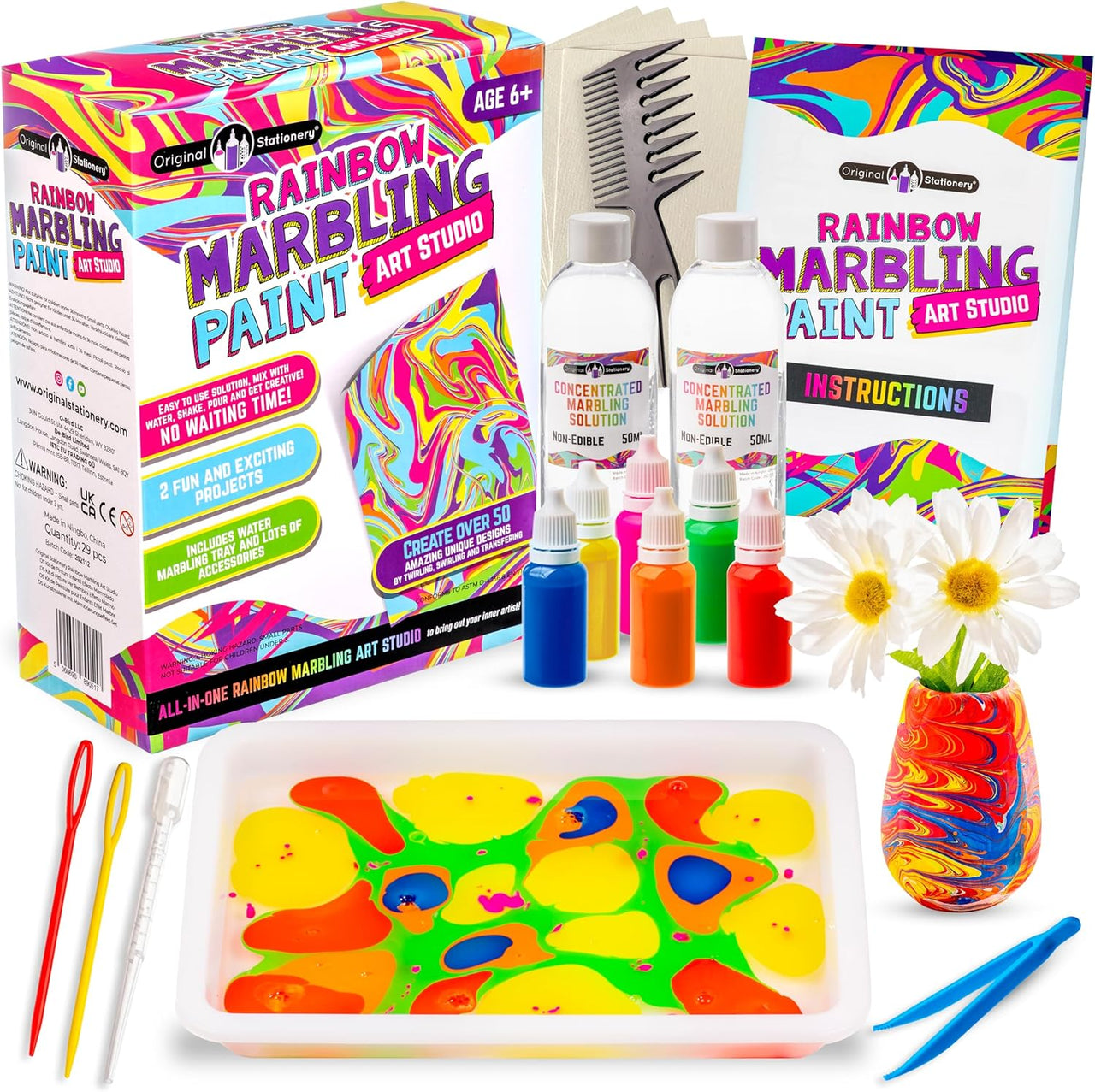 Original Stationery Rainbow Marbling Paint Art Kit - liquidation.store