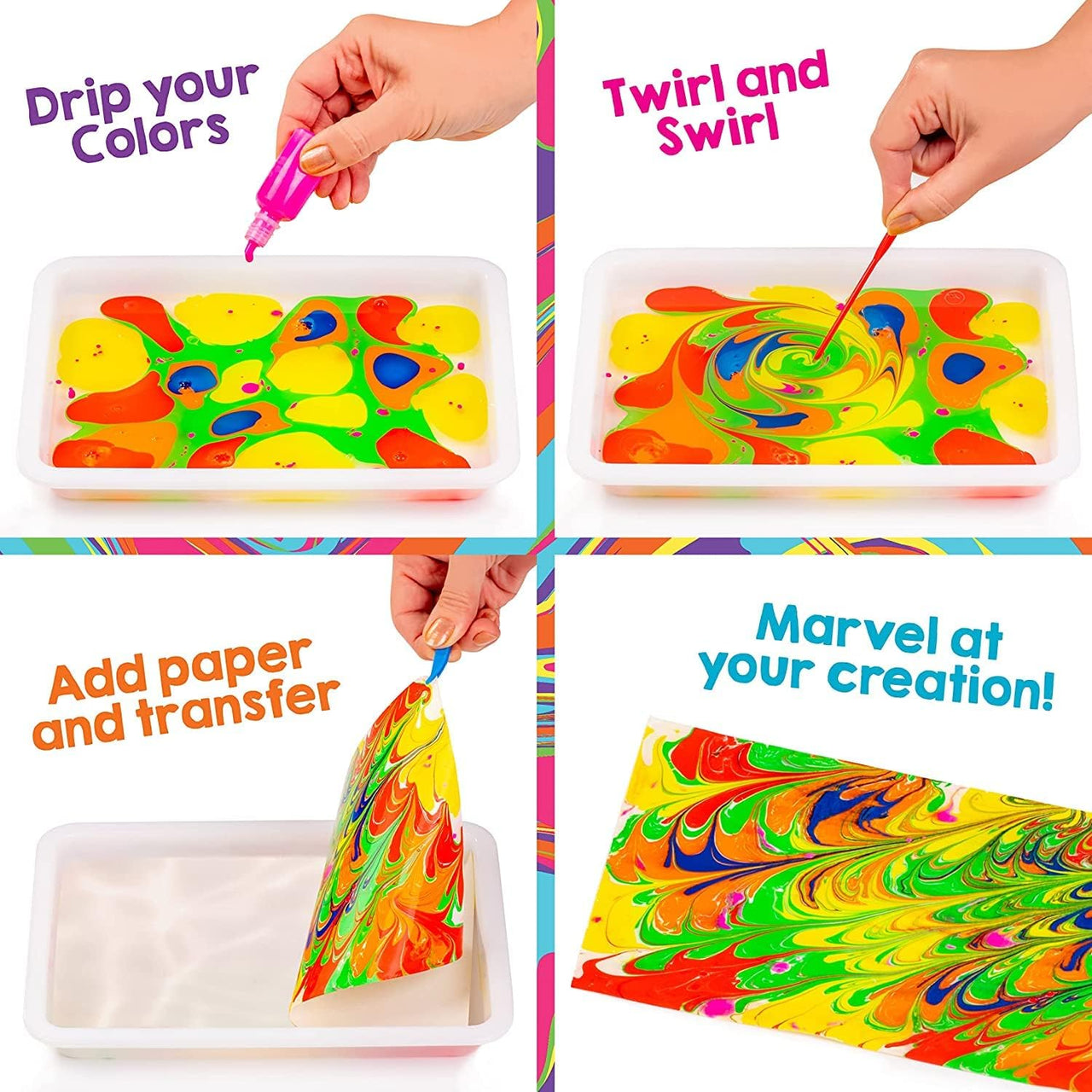 Original Stationery Rainbow Marbling Paint Art Kit - liquidation.store