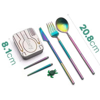 Outlery Complete Set | Stainless Steel Travel Cutlery Set - Rainbow - liquidation.store