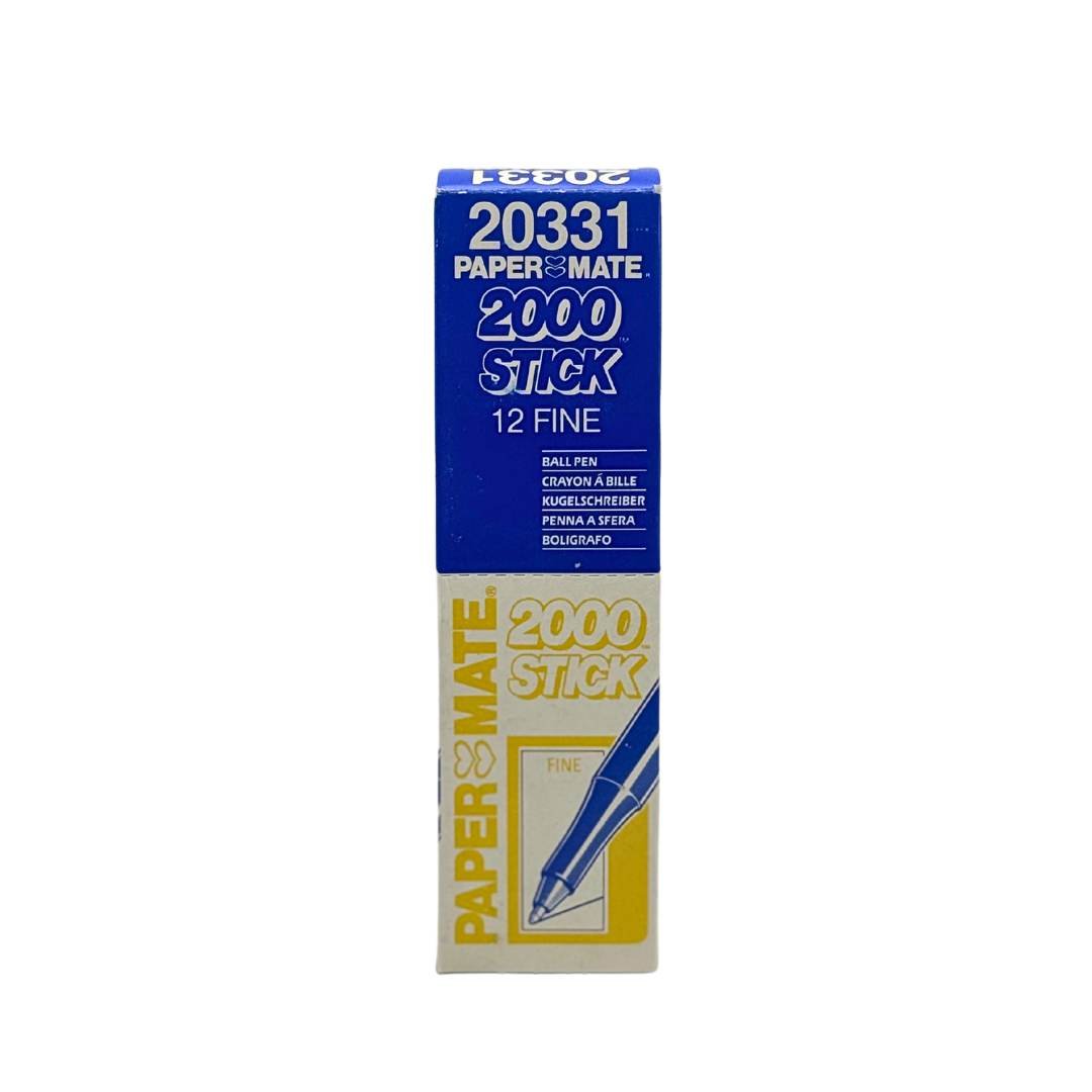 Paper Mate 2000 Stick Fine Ballpoint Pens - Blue (12 Pack) - liquidation.store