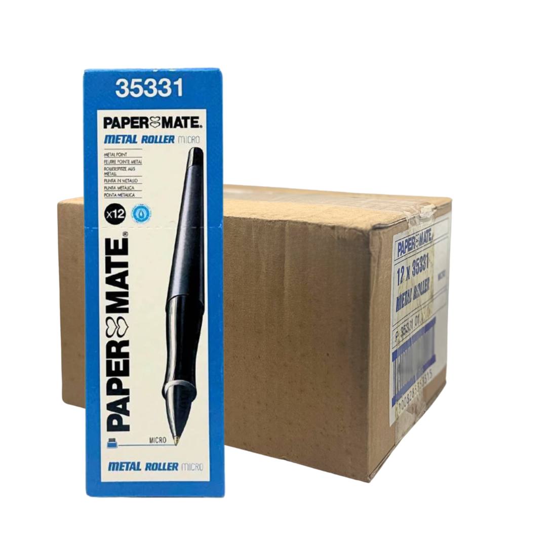 Paper Mate Metal Roller Pens - Bulk Pack 144 Pens (Blue) - liquidation.store