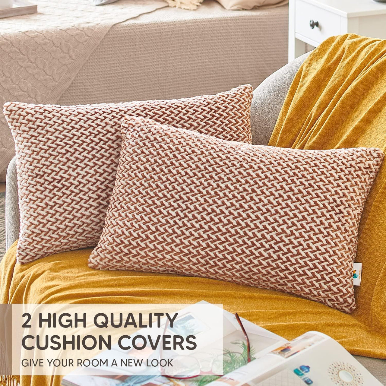 PAULEON Cushion Covers 2 Pack – 30x50 cm - Chocolate - liquidation.store