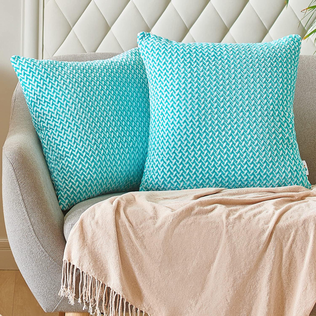 PAULEON Jacquard Cushion Covers 2 Pack - Various Colours - liquidation.store