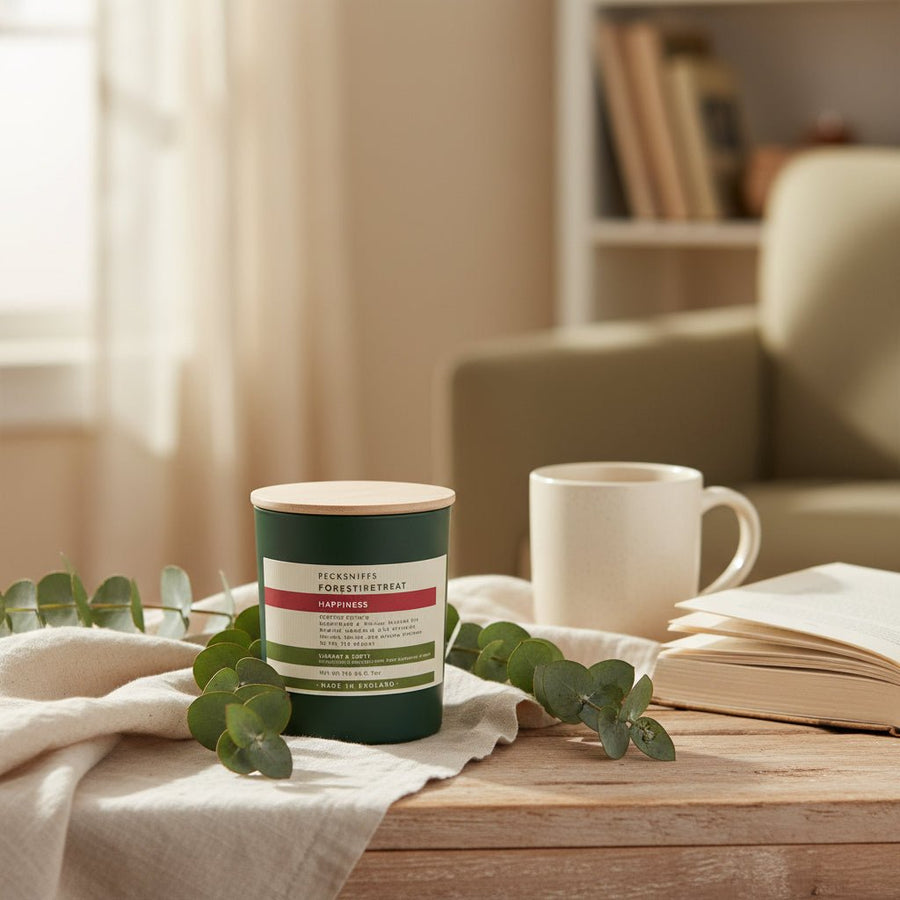 Pecksniffs Aromatic Happiness Forest Retreat Scented Candle with Wooden Lid 198g - liquidation.store