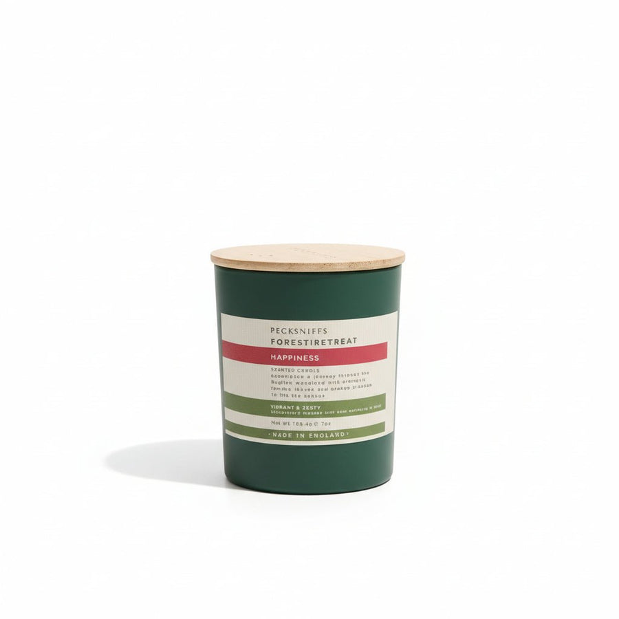 Pecksniffs Aromatic Happiness Forest Retreat Scented Candle with Wooden Lid 198g - liquidation.store