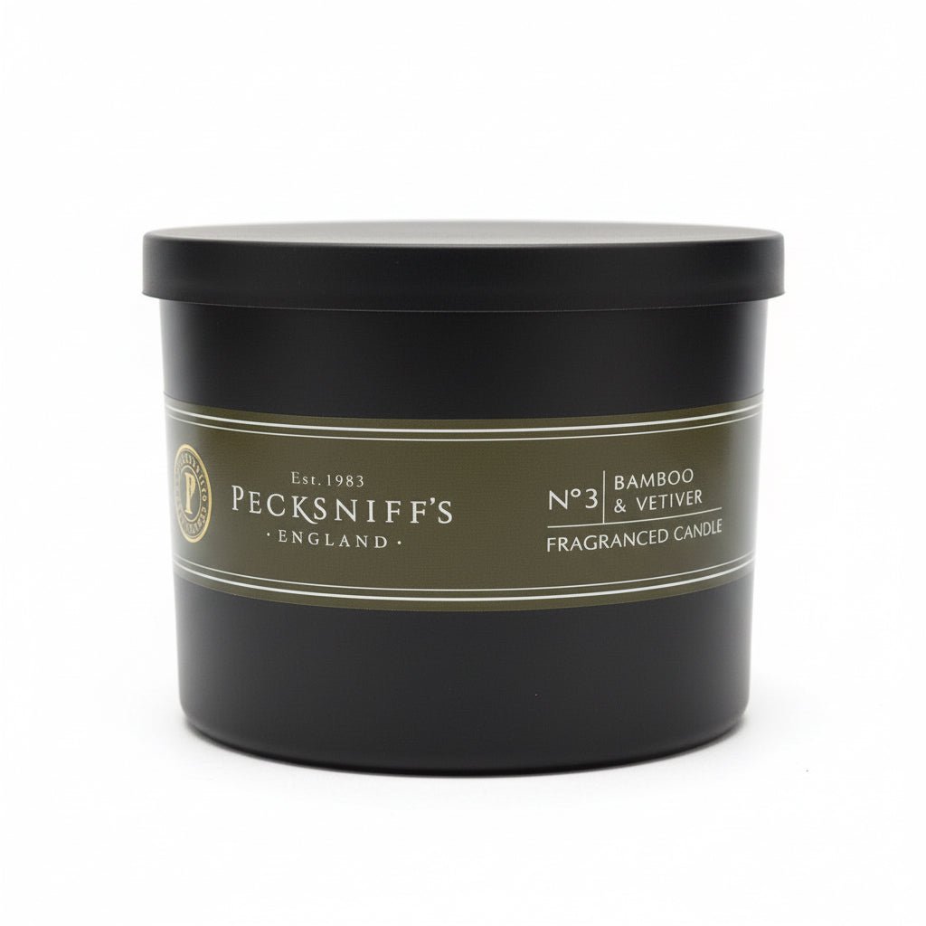 Pecksniff's Bamboo & Vetiver Fragranced Candle No.3 - 3 Wick (515g) - liquidation.store