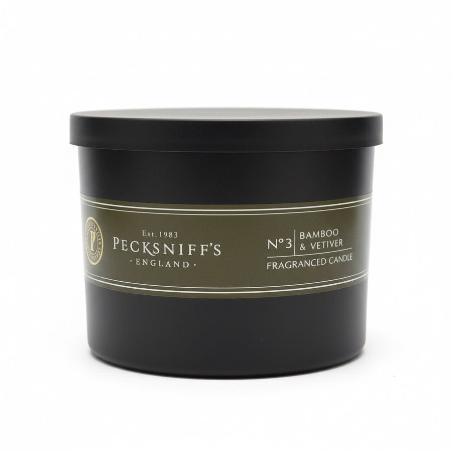 Pecksniff's Bamboo & Vetiver Fragranced Candle No.3 - 3 Wick (515g) - liquidation.store